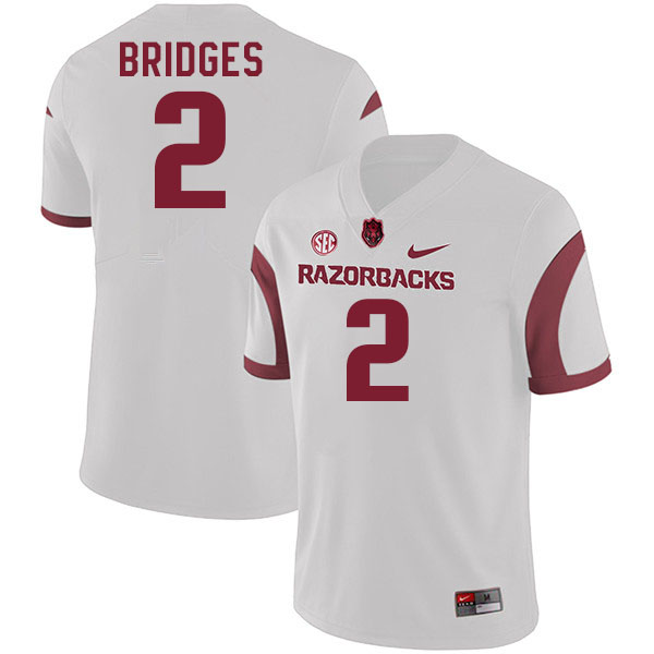 Men #2 Selman Bridges Arkansas Razorbacks College Football Jerseys Stitched-White